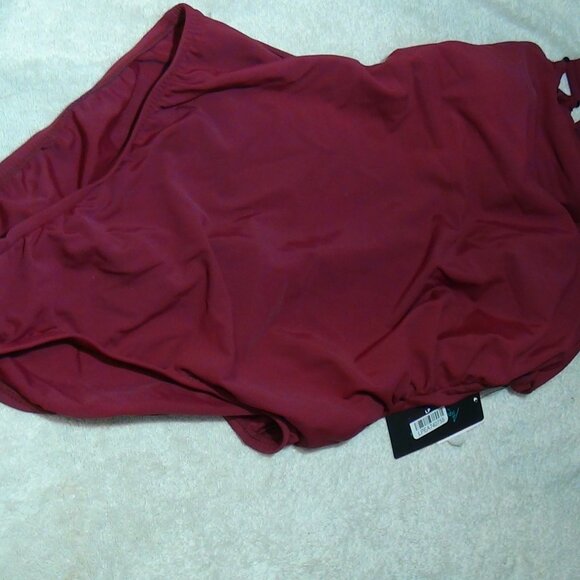 AQUA GREEN Women's Asymmetrical Shoulder One Piece Swimsuit Burgundy Small 4/6 - Picture 8 of 15